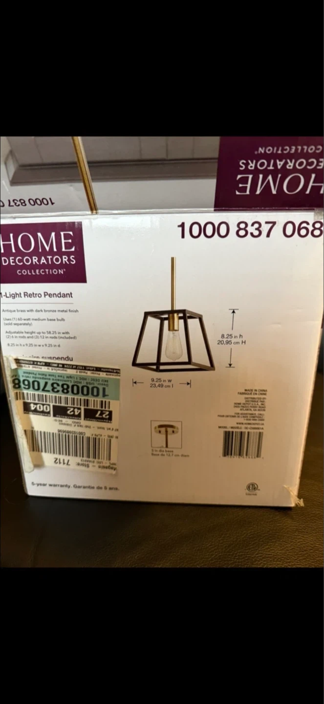 Reduced! Home Decorators Collection 1-Light Pendant - photo 2