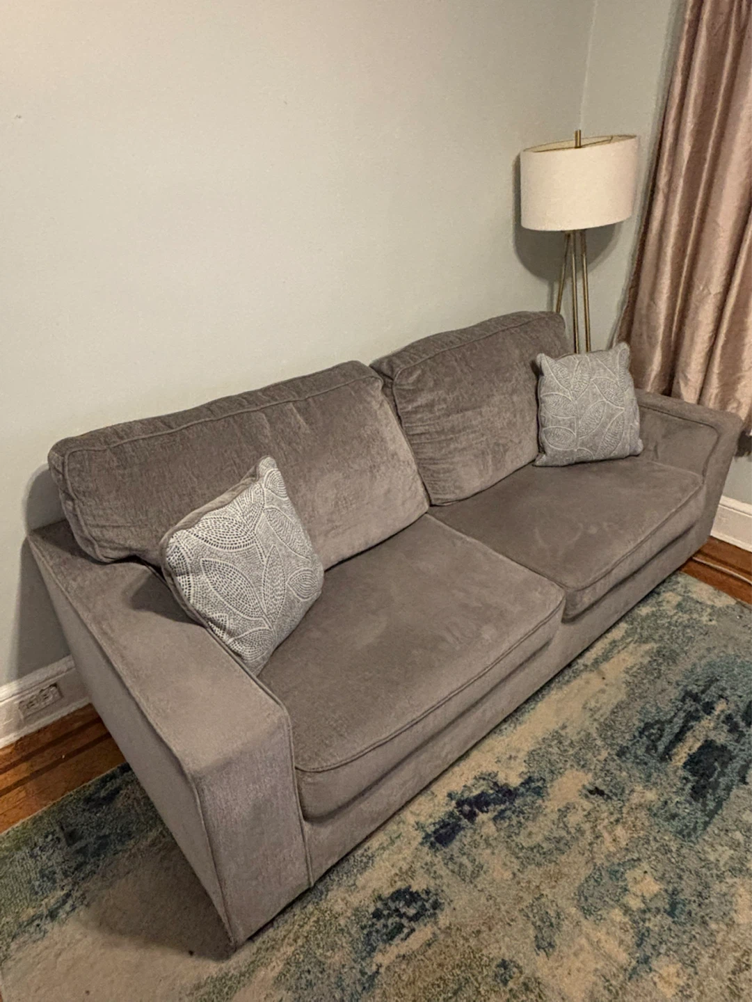 Gray Sofa and Loveseat with Accent Pillows - photo 2