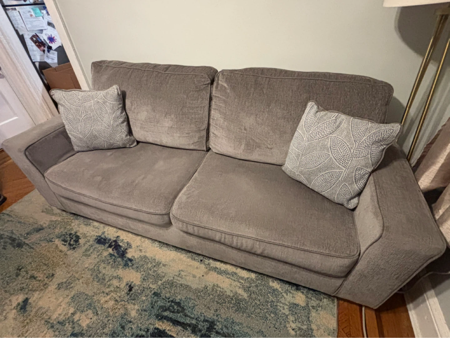 Gray Sofa and Loveseat with Accent Pillows - photo 4