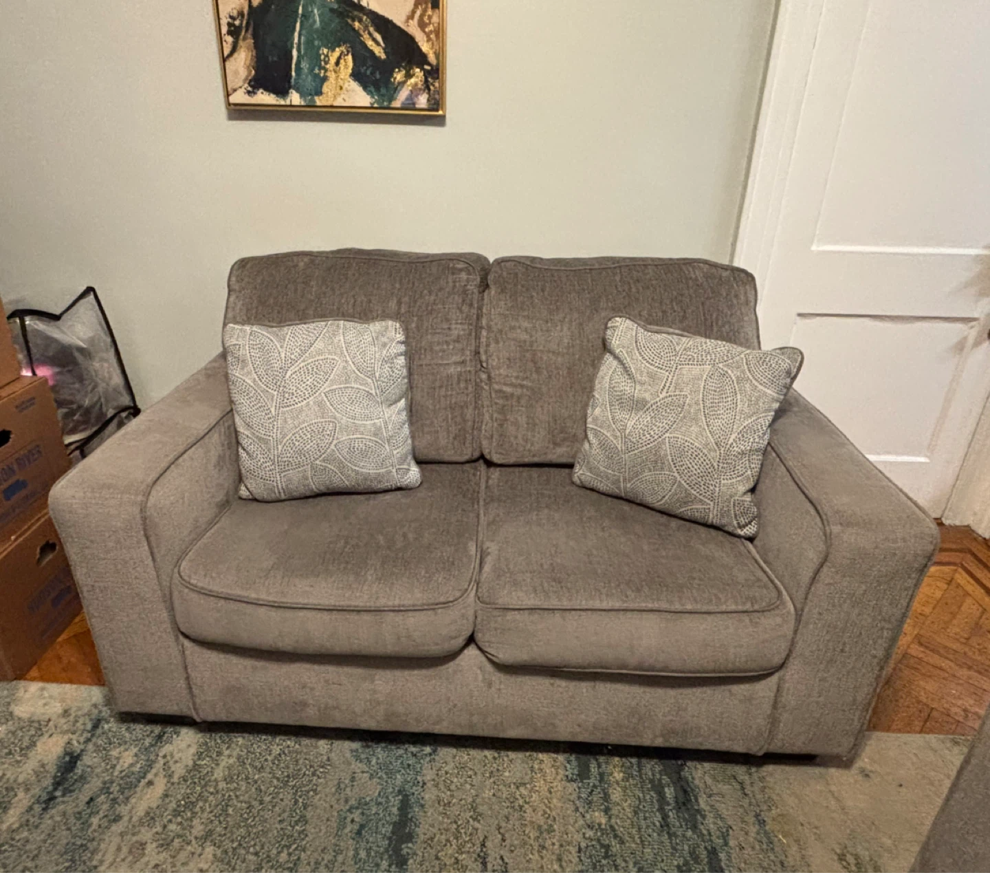 Gray Sofa and Loveseat with Accent Pillows - photo 5