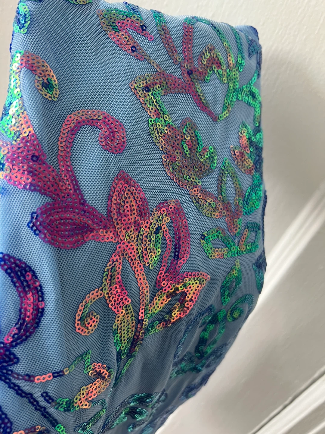 ODIZU Blue Sequin Party Dress with Criss-Cross Back - photo 4