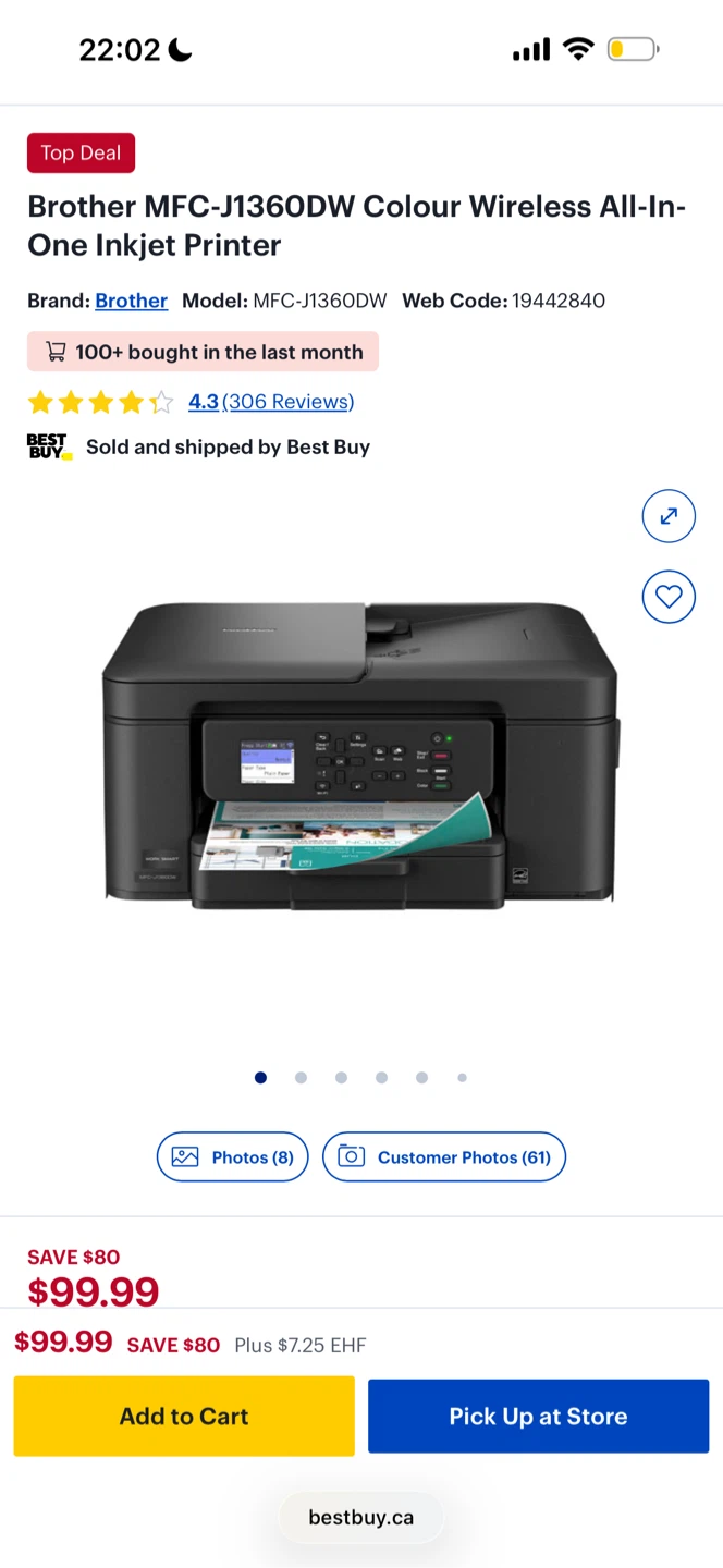 Brother MFC-J1360DW Colour Wireless All-In-One Inkjet Printer