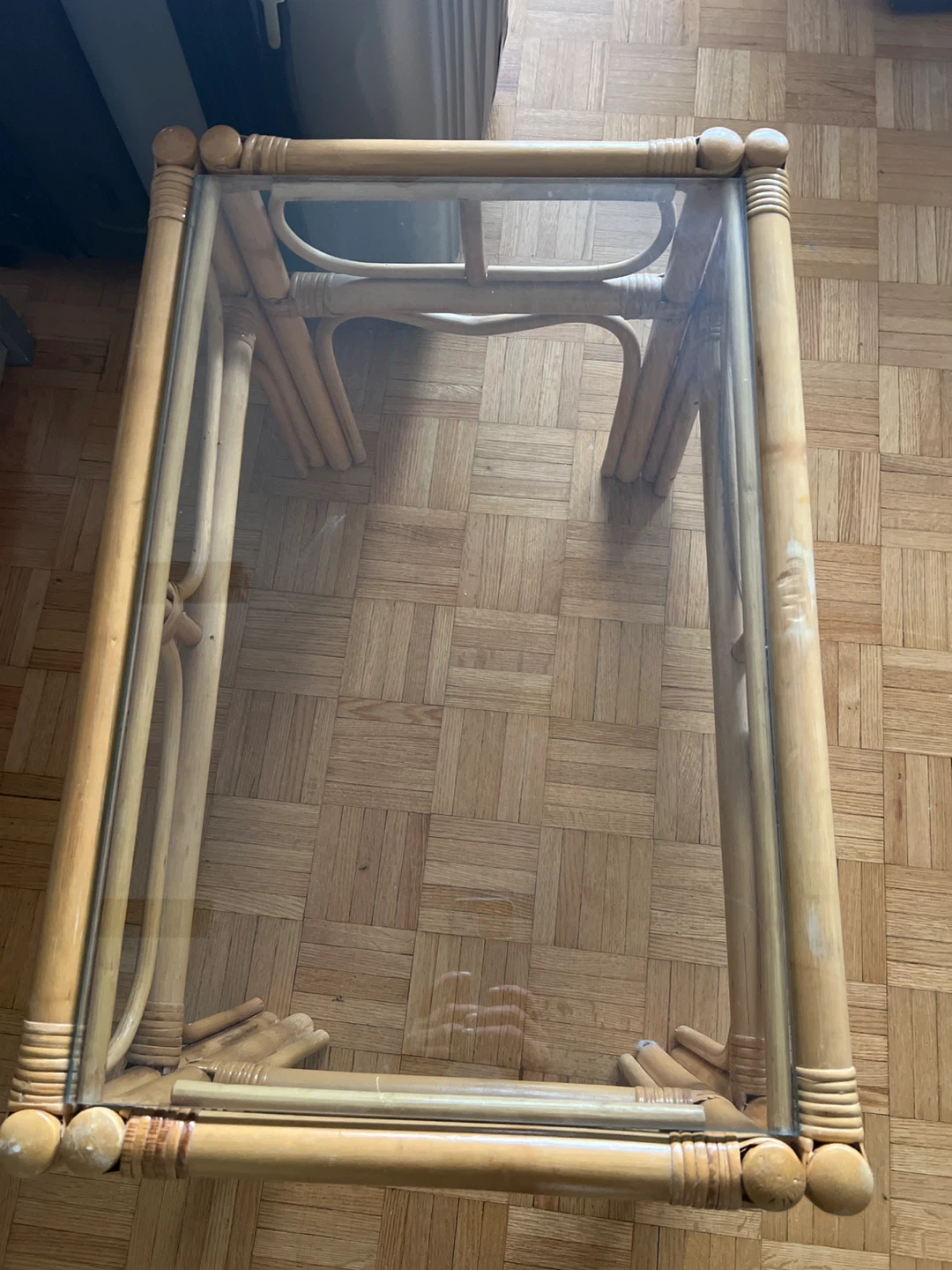 Rattan and Glass Coffee Table - photo 2