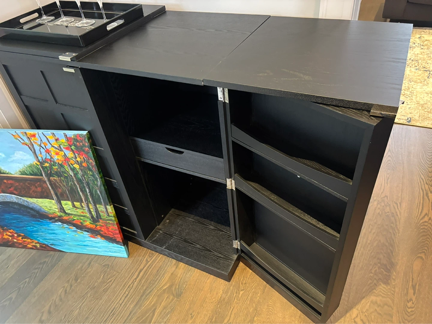 Black Bar Cabinet with Wine Rack - photo 4
