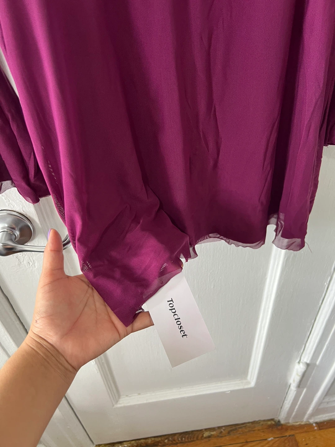 Topcloset Burgundy Long Sleeve Mesh Mini Dress - photo 5