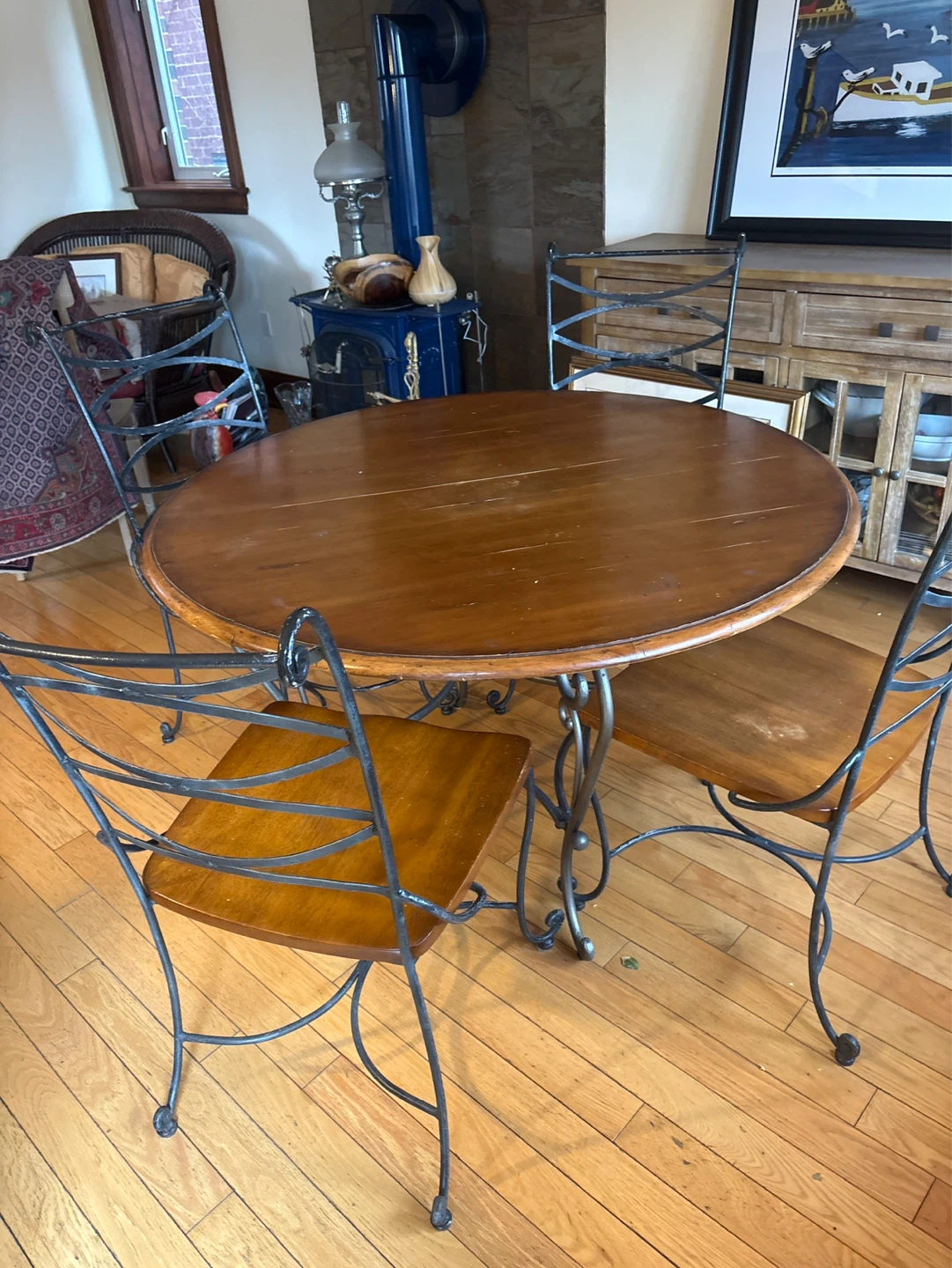 FREE! Round Wooden Table with Metal Chairs