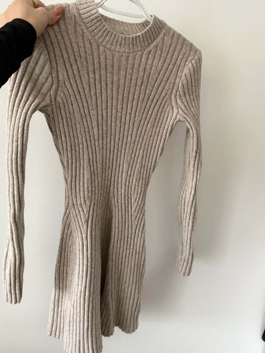 H&M Ribbed Knit Dress Beige