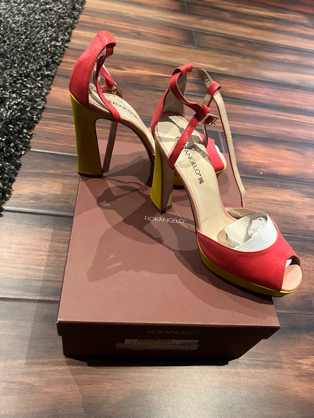 Fiorangelo Women's Red & Yellow Heels with Box