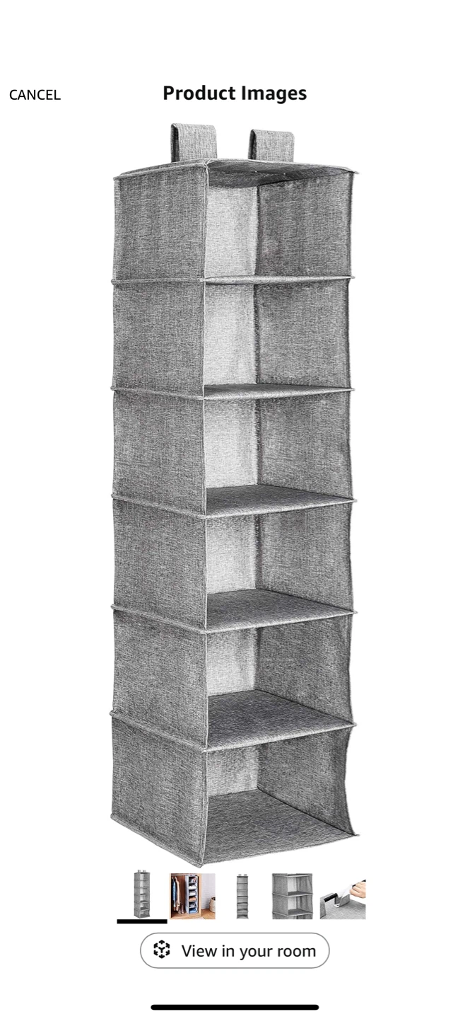 Amazon Basics 6-Tier Hanging Closet Shelf - Heather Grey - photo 4