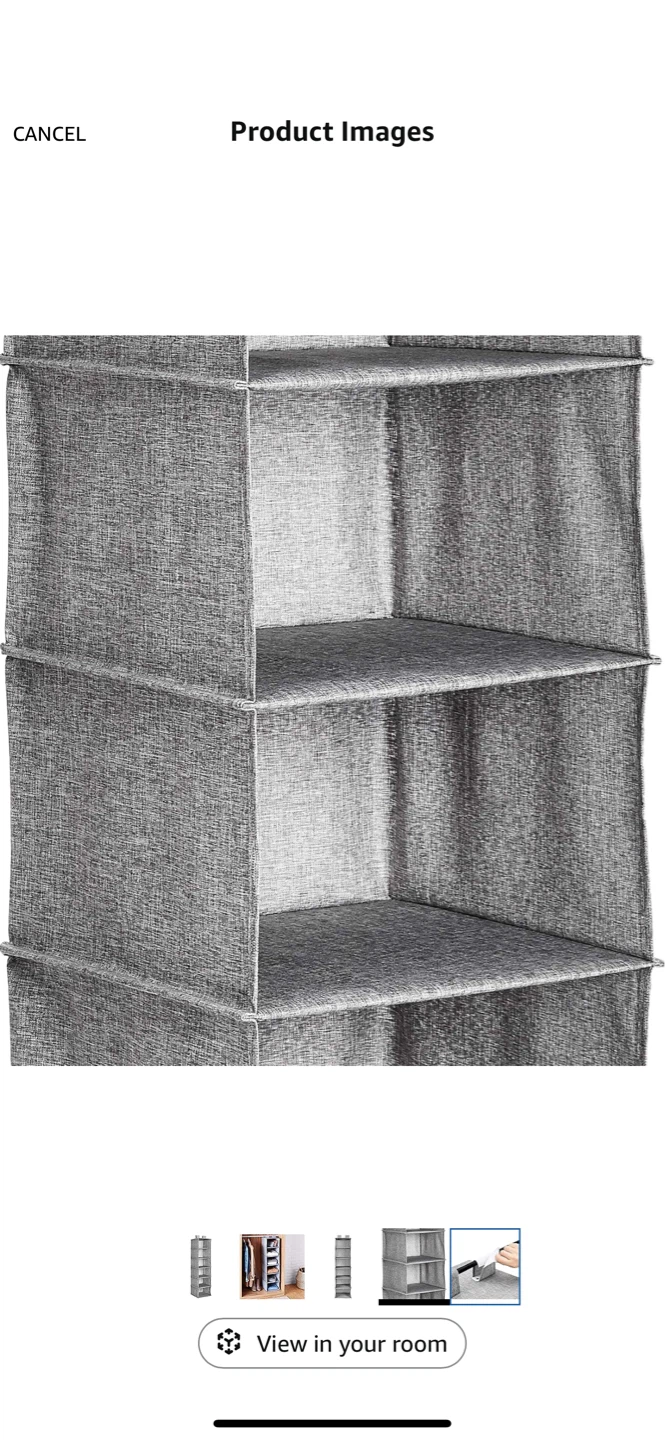 Amazon Basics 6-Tier Hanging Closet Shelf - Heather Grey - photo 2