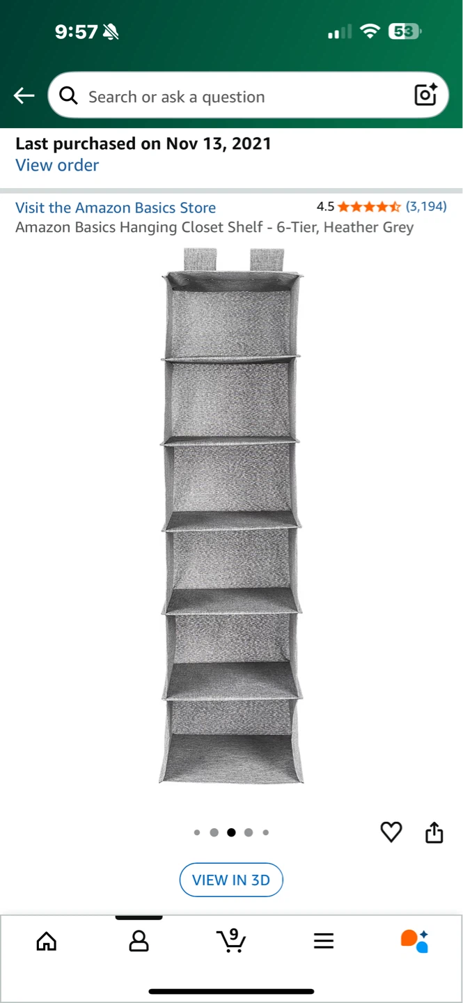Amazon Basics 6-Tier Hanging Closet Shelf - Heather Grey - photo 5