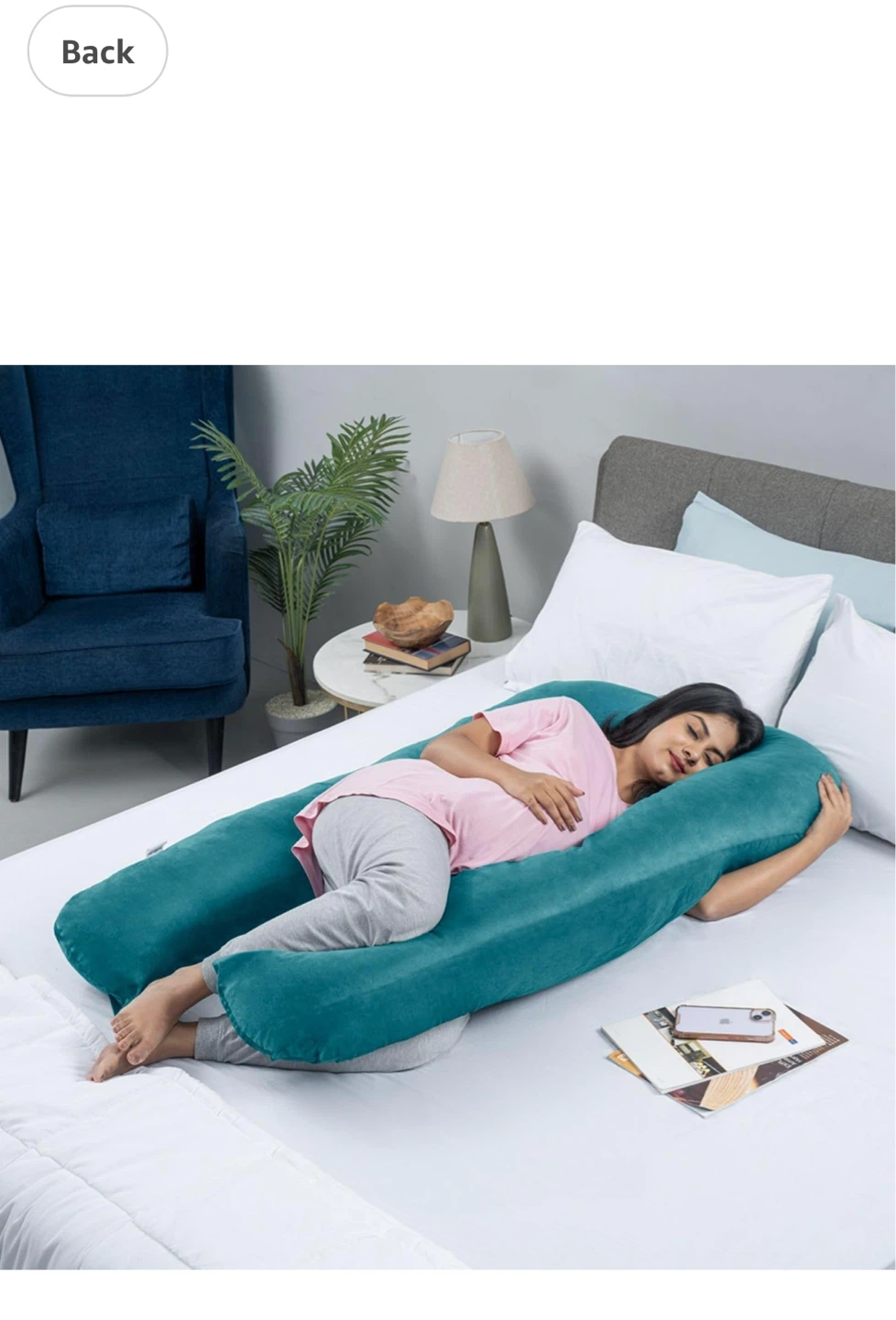 Teal U-Shaped Maternity Support Pillow - photo 4
