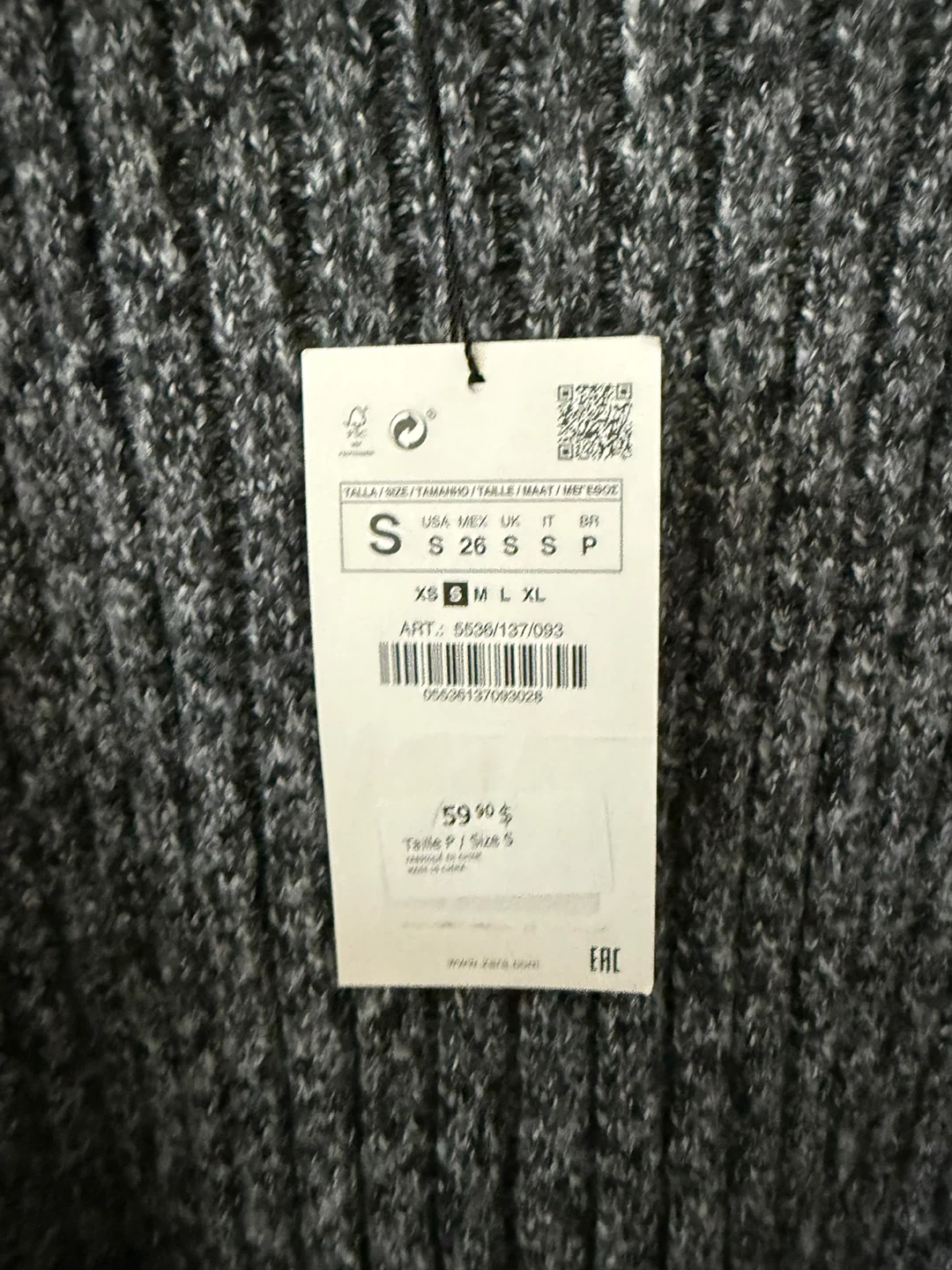 Zara Grey Ribbed Cowl Neck Sweater Size S - photo 3