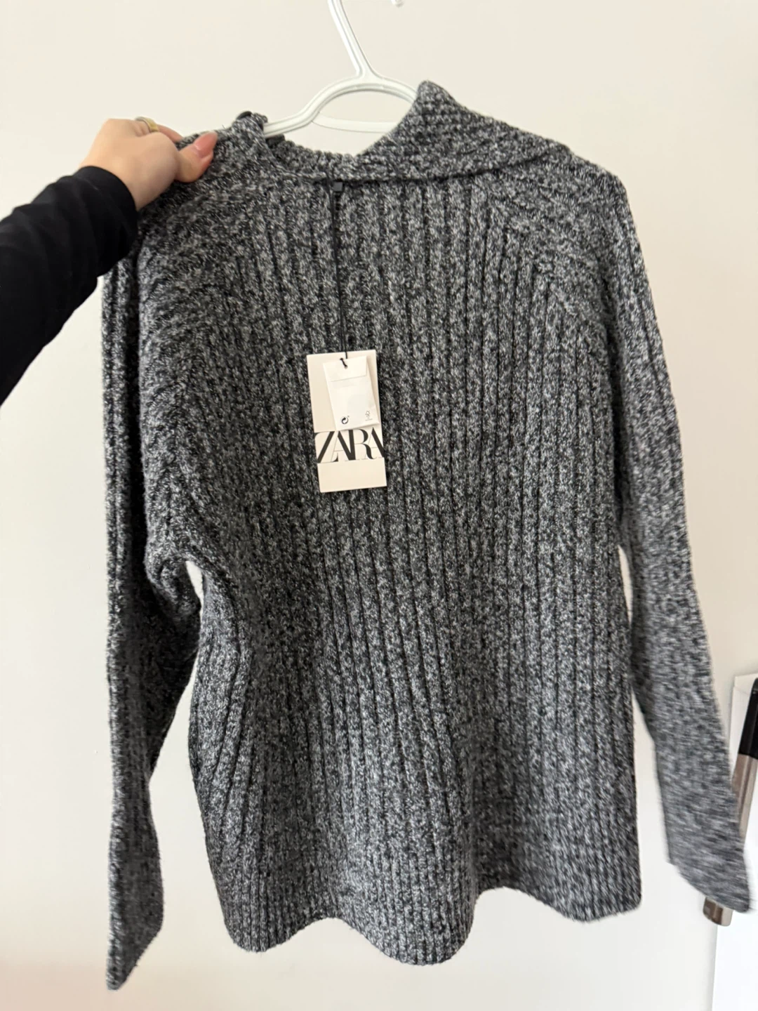 Zara Grey Ribbed Cowl Neck Sweater Size S - photo 2