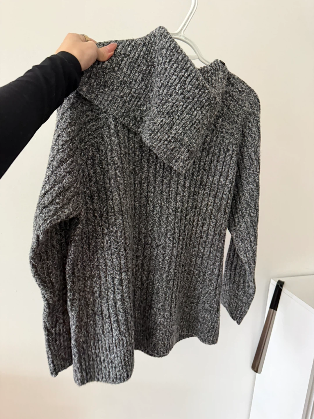 Zara Grey Ribbed Cowl Neck Sweater Size S