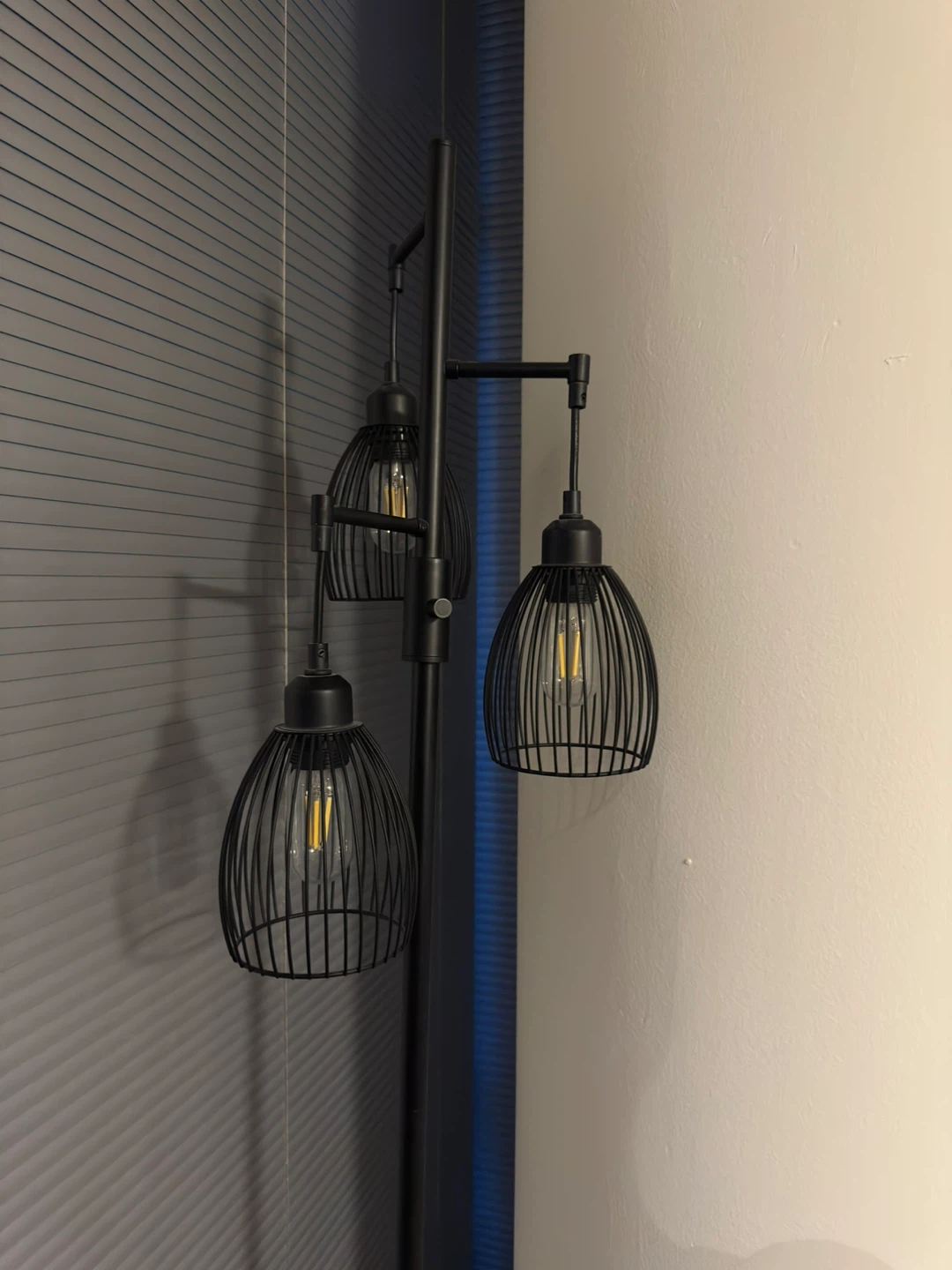 Black Metal Tripod Floor Lamp with Cage Shades - photo 5