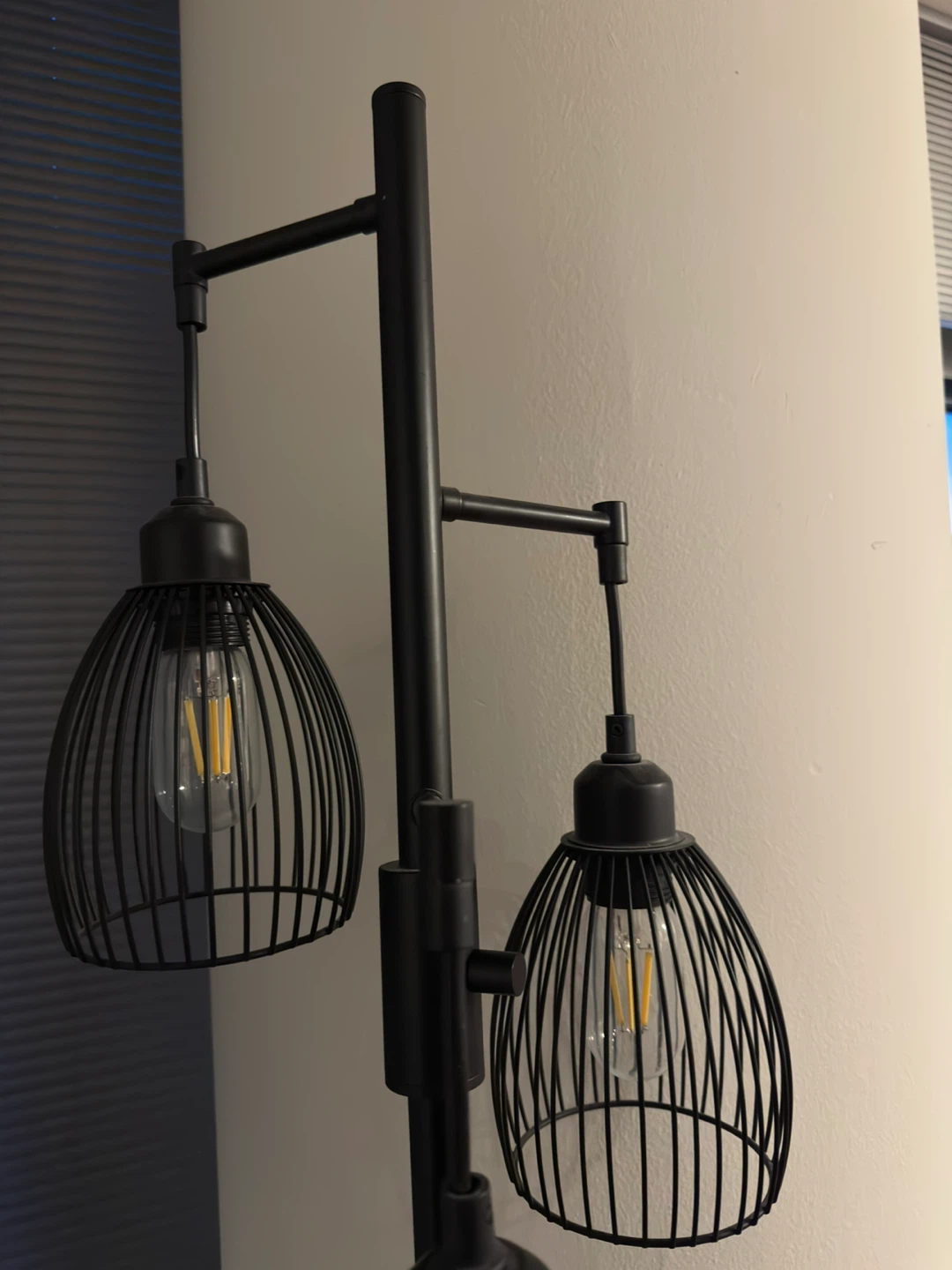 Black Metal Tripod Floor Lamp with Cage Shades - photo 3