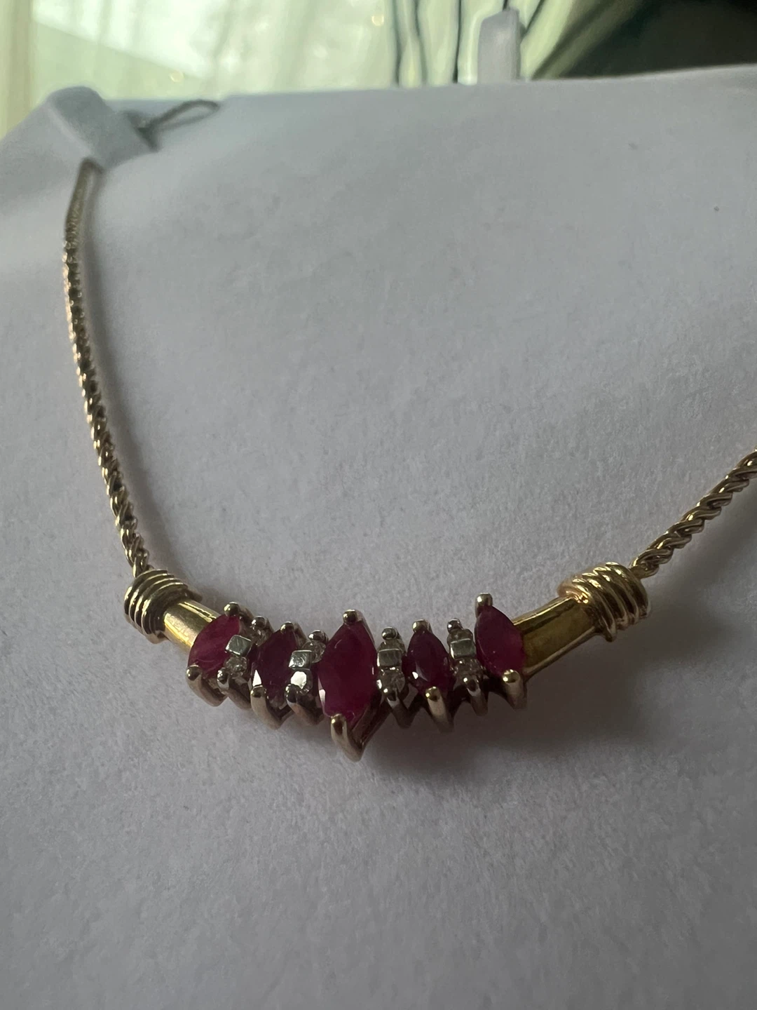 10K Gold Ruby and Diamond Necklace