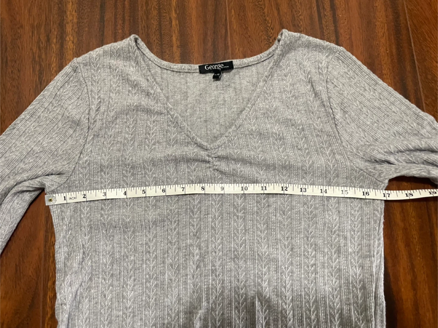 George women’s large long sleeve top, ruched, grey - photo 3