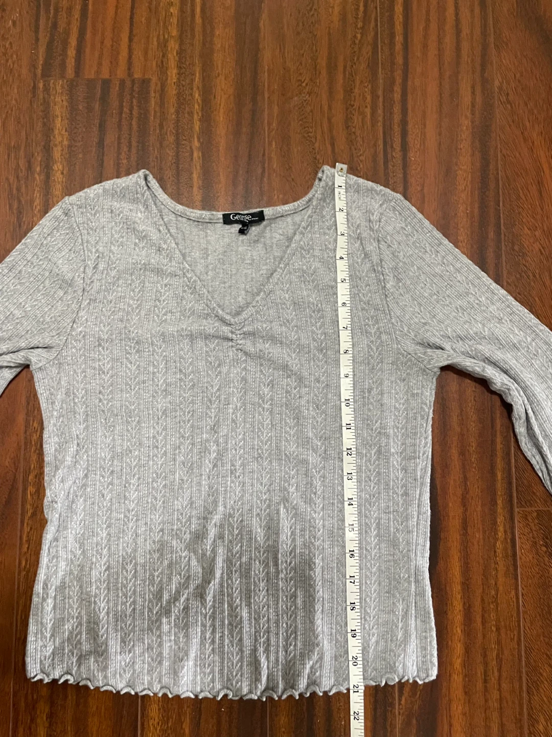 George women’s large long sleeve top, ruched, grey - photo 4