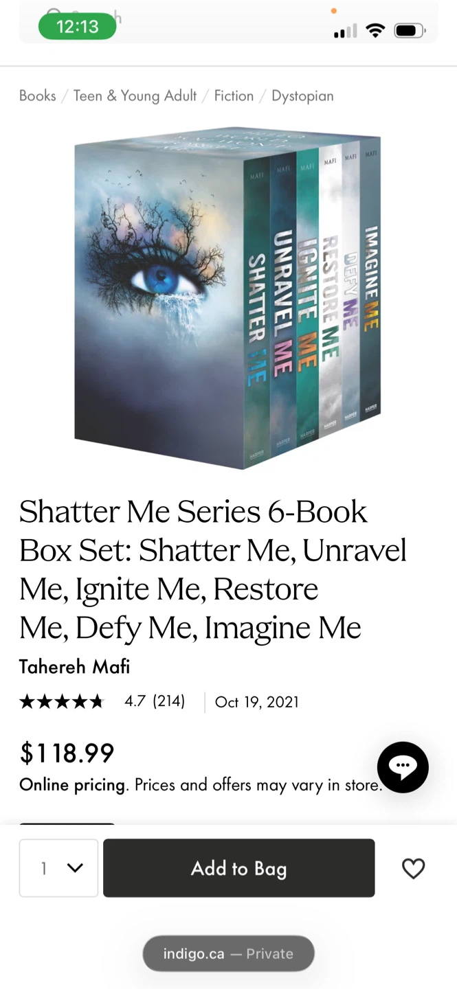 Shatter Me Series 6-Book Box Set by Tahereh Mafi