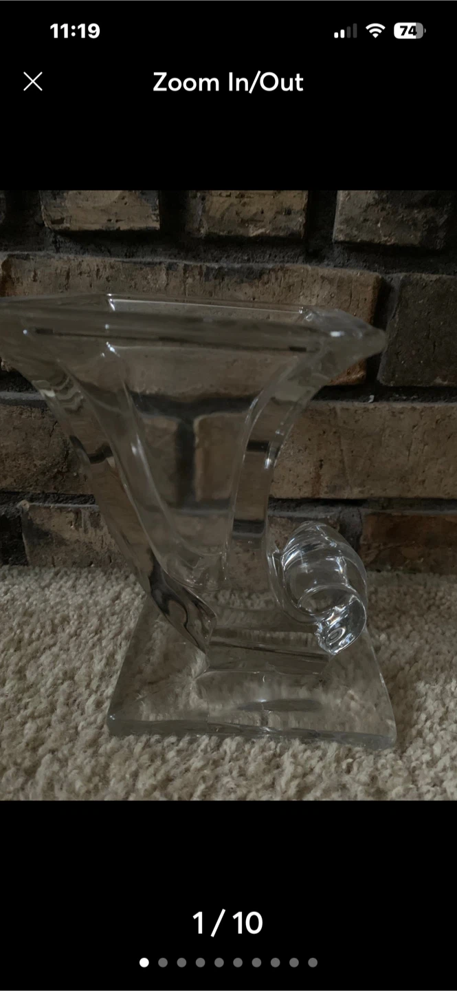 40’s New Martinsville Clear Glass Cornucopia Vase Single Bookend