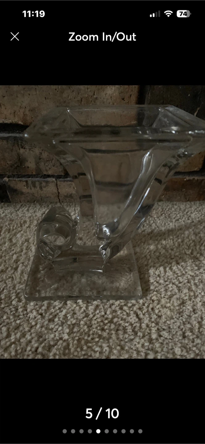 40’s New Martinsville Clear Glass Cornucopia Vase Single Bookend - photo 4