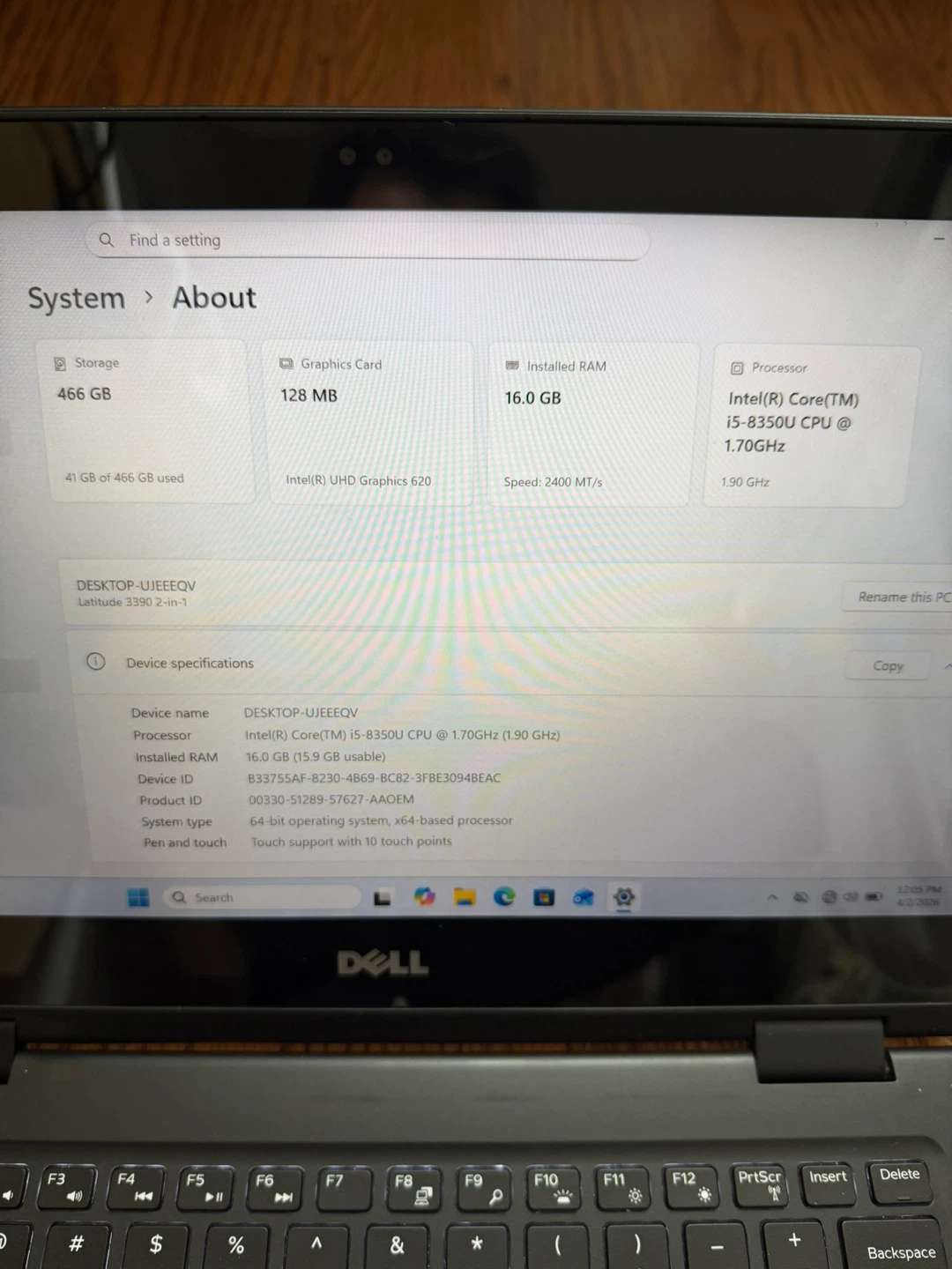 Dell laptop 13”/16GB RAM/512GB SSD/Touchscreen - photo 2