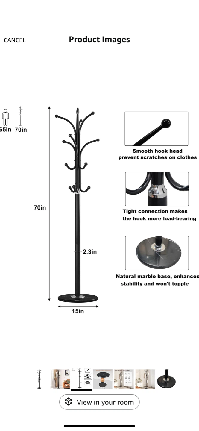 Metal Coat Rack with 12 Hooks - photo 2