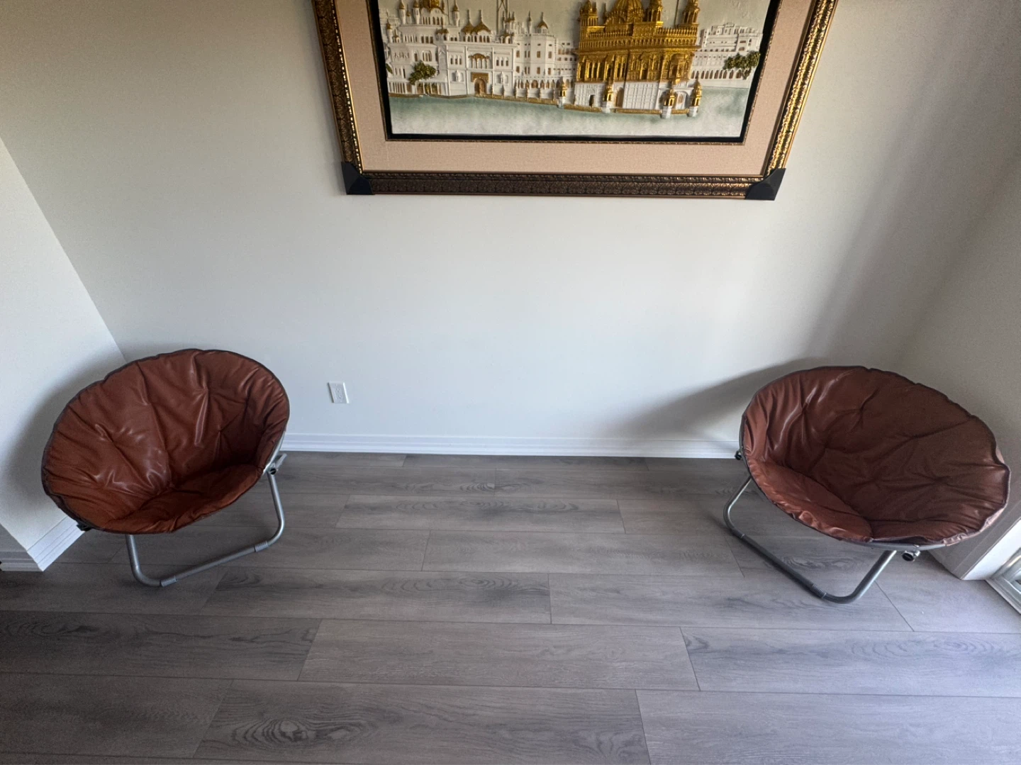 Brown Faux Leather Moon 2 Chairs