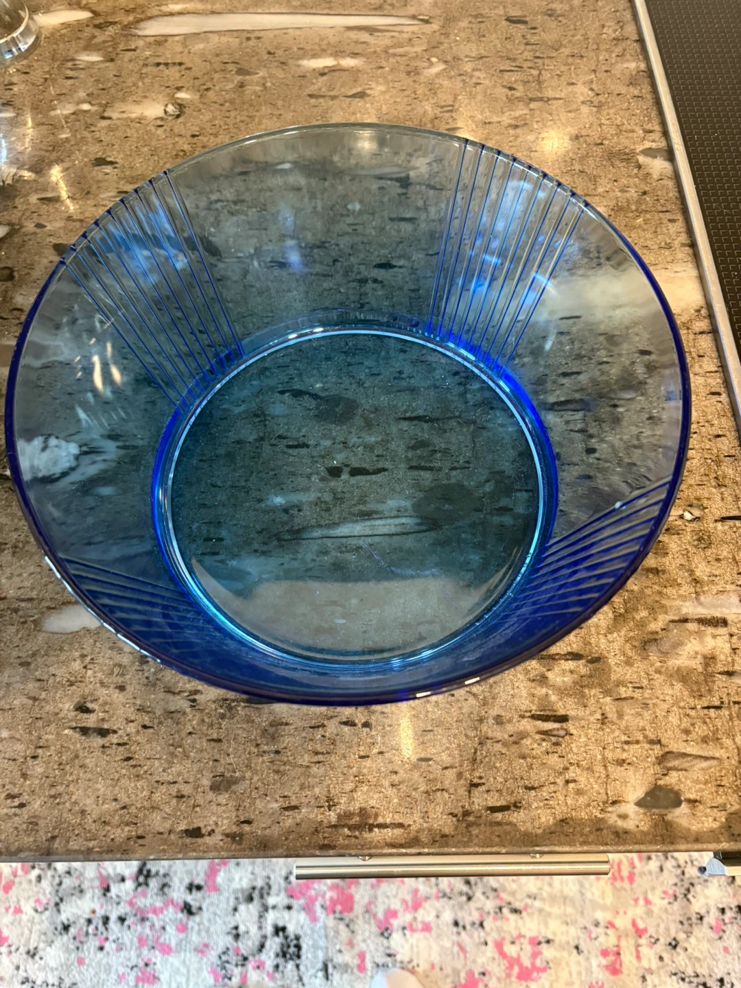Vintage Blue glass  Serving Bowl - photo 2