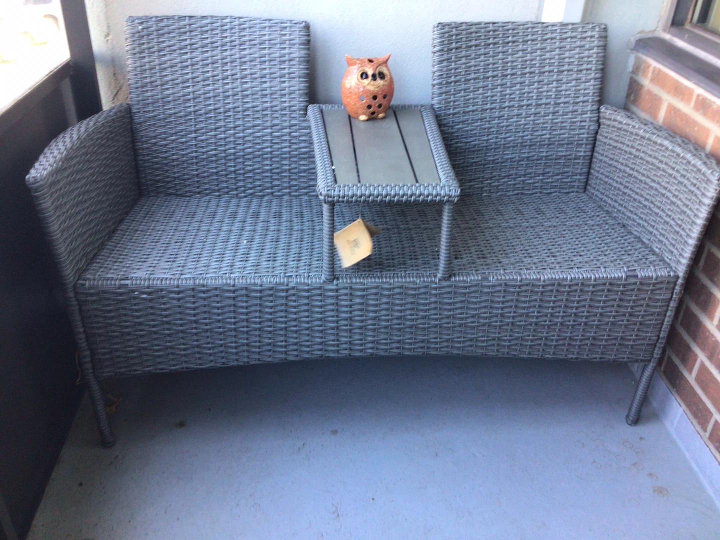 Gray outdoor bench