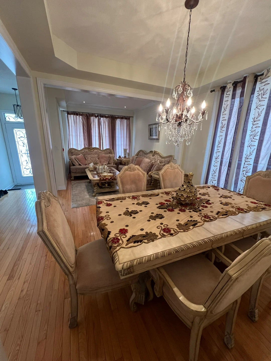 Sofa set, dinning table set, and coffee table set. 12 pieces