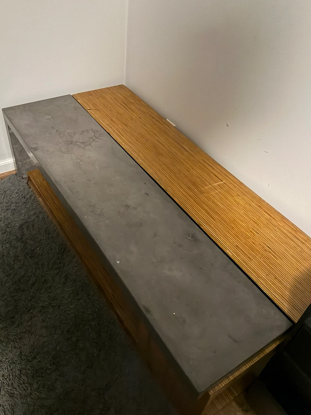 Modern Console Table with Concrete and Wood Top - photo 2
