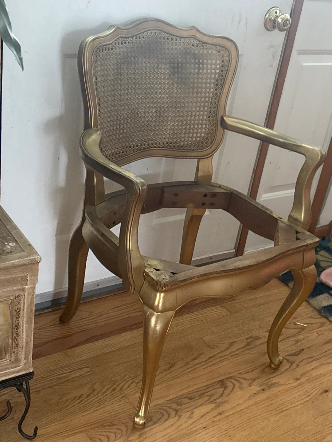 Vintage Gold Cane Back Accent Chair Frame - photo 2