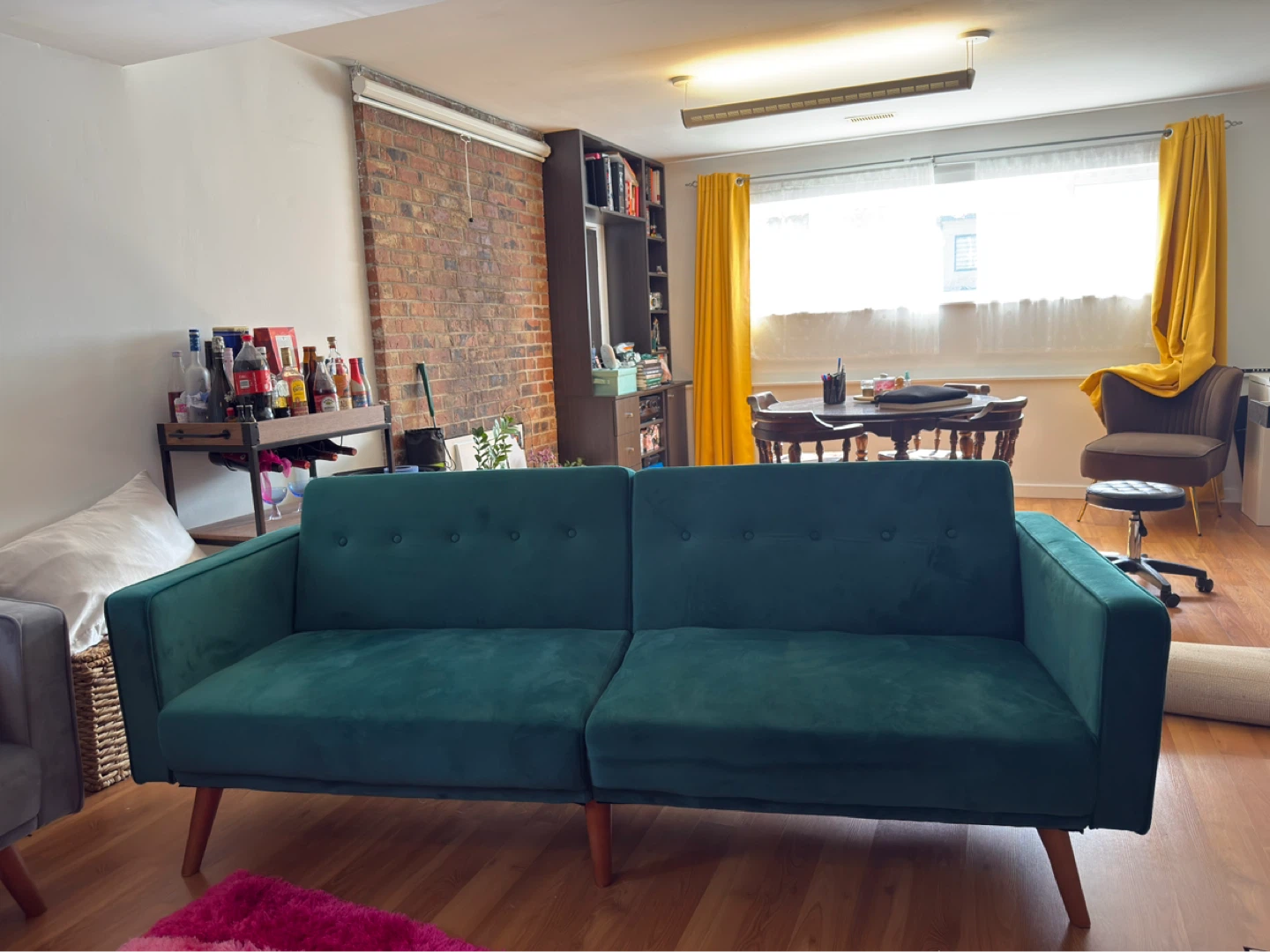 Teal Velvet Futon Sofa