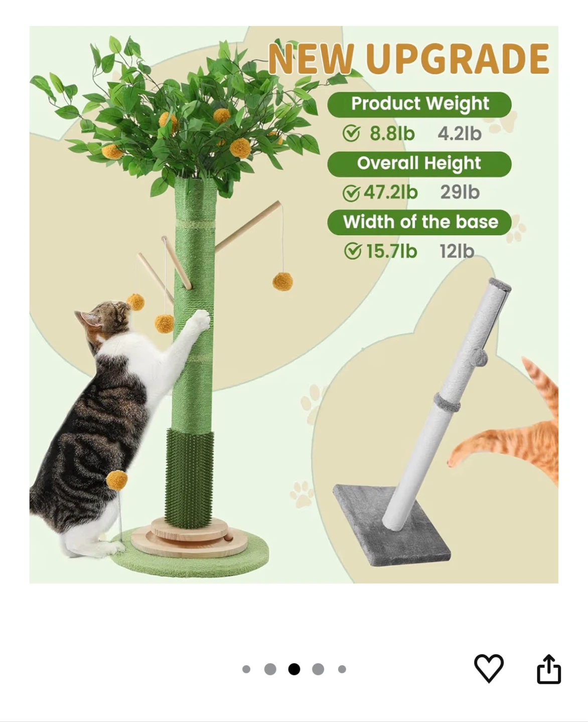 45 Inch Cat Scratching Post Tree - photo 3