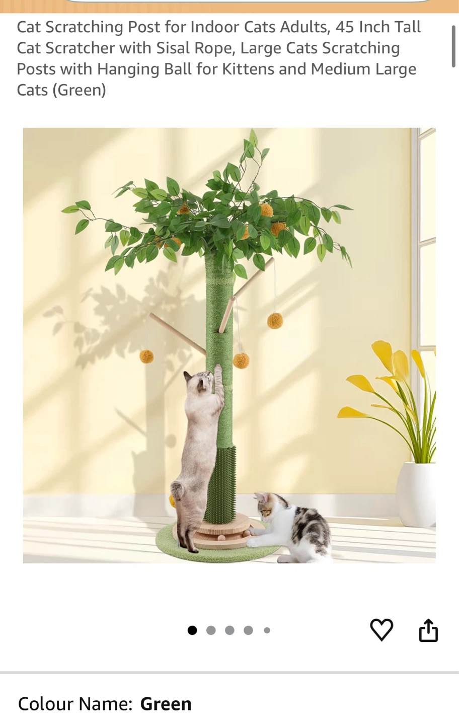 45 Inch Cat Scratching Post Tree
