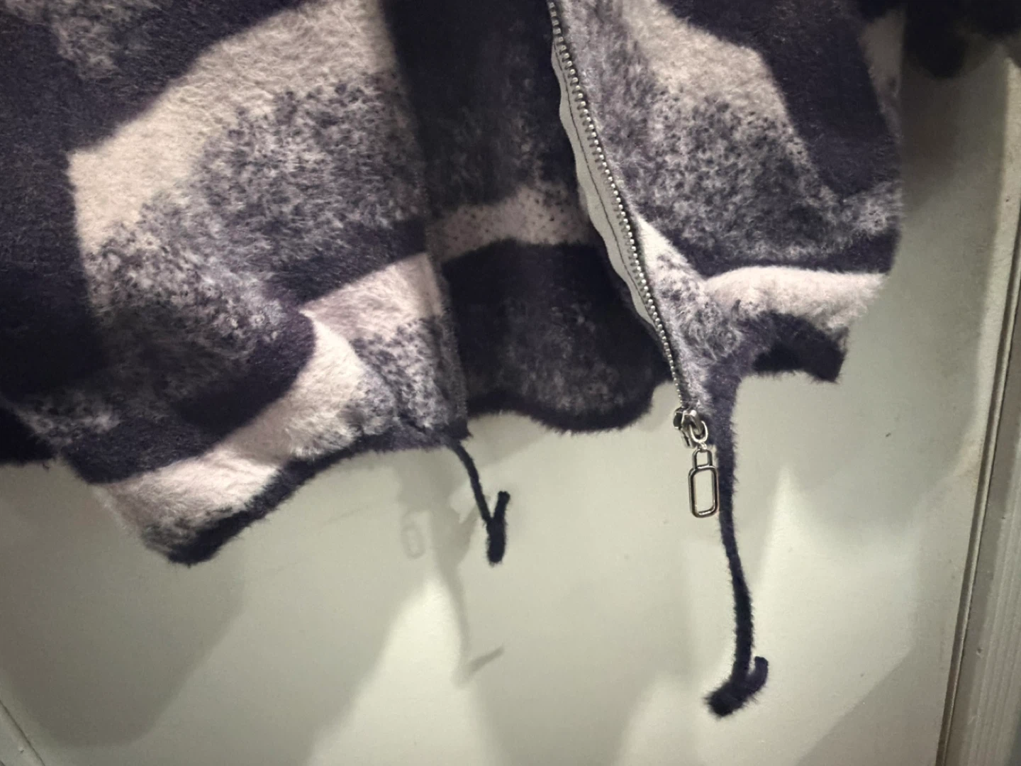 Fuzzy Striped Zip-Up Jacket - photo 4