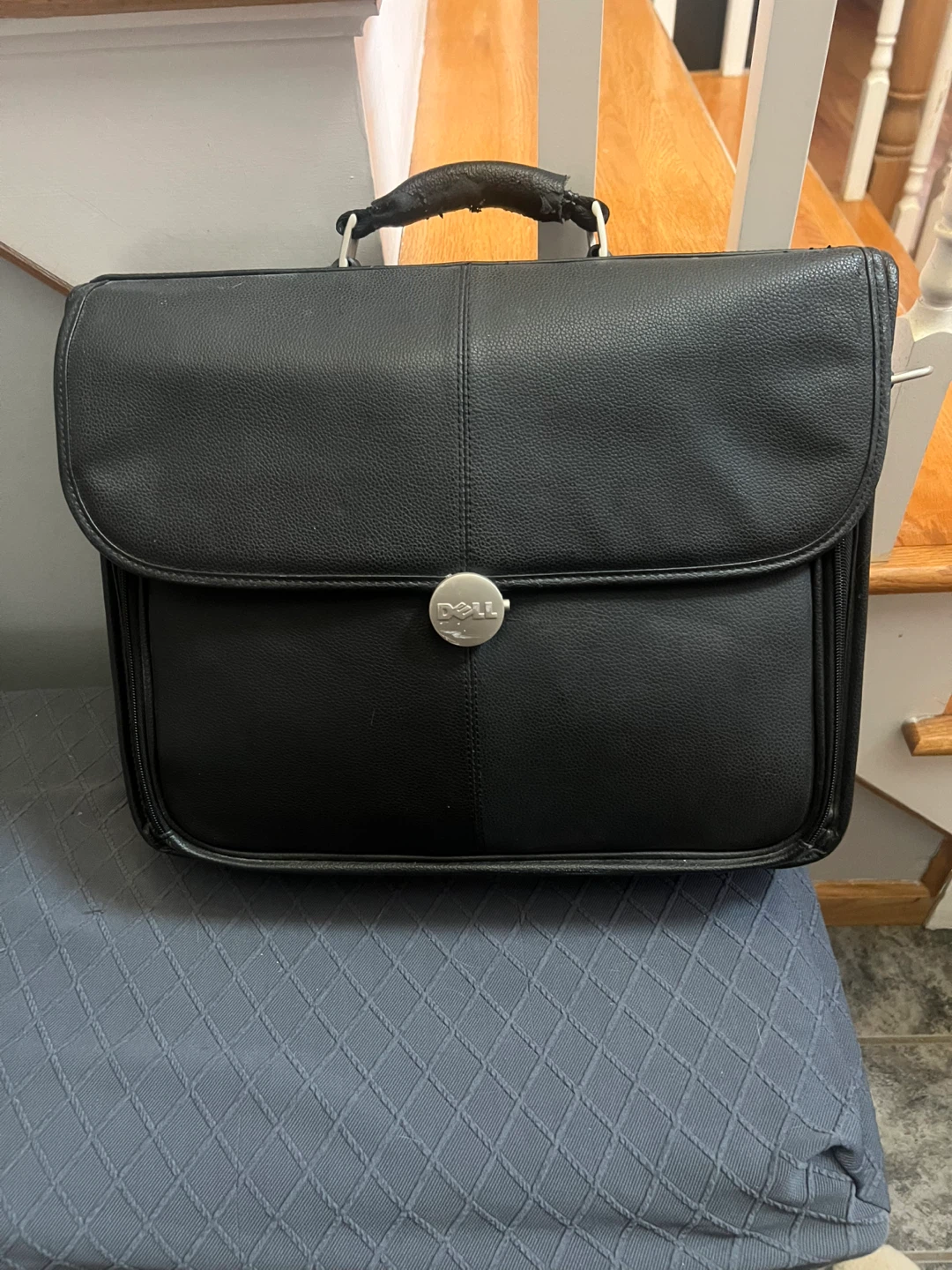 Dell Black Leather Briefcase Messenger Bag