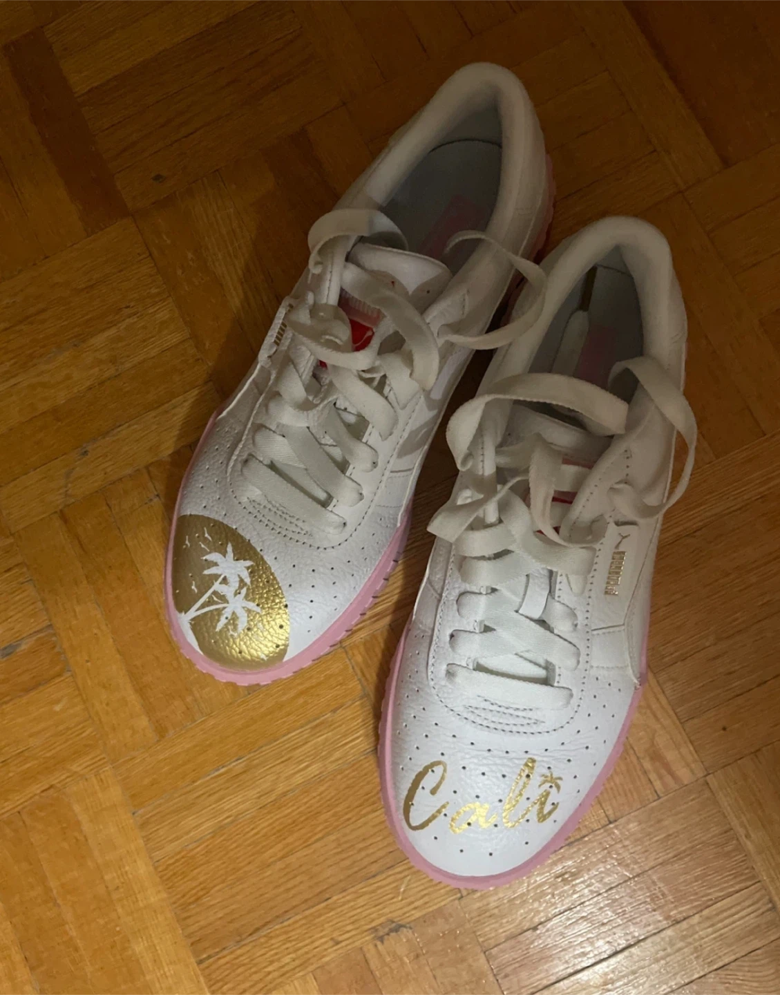 Puma Cali White Pink Gold Sneakers