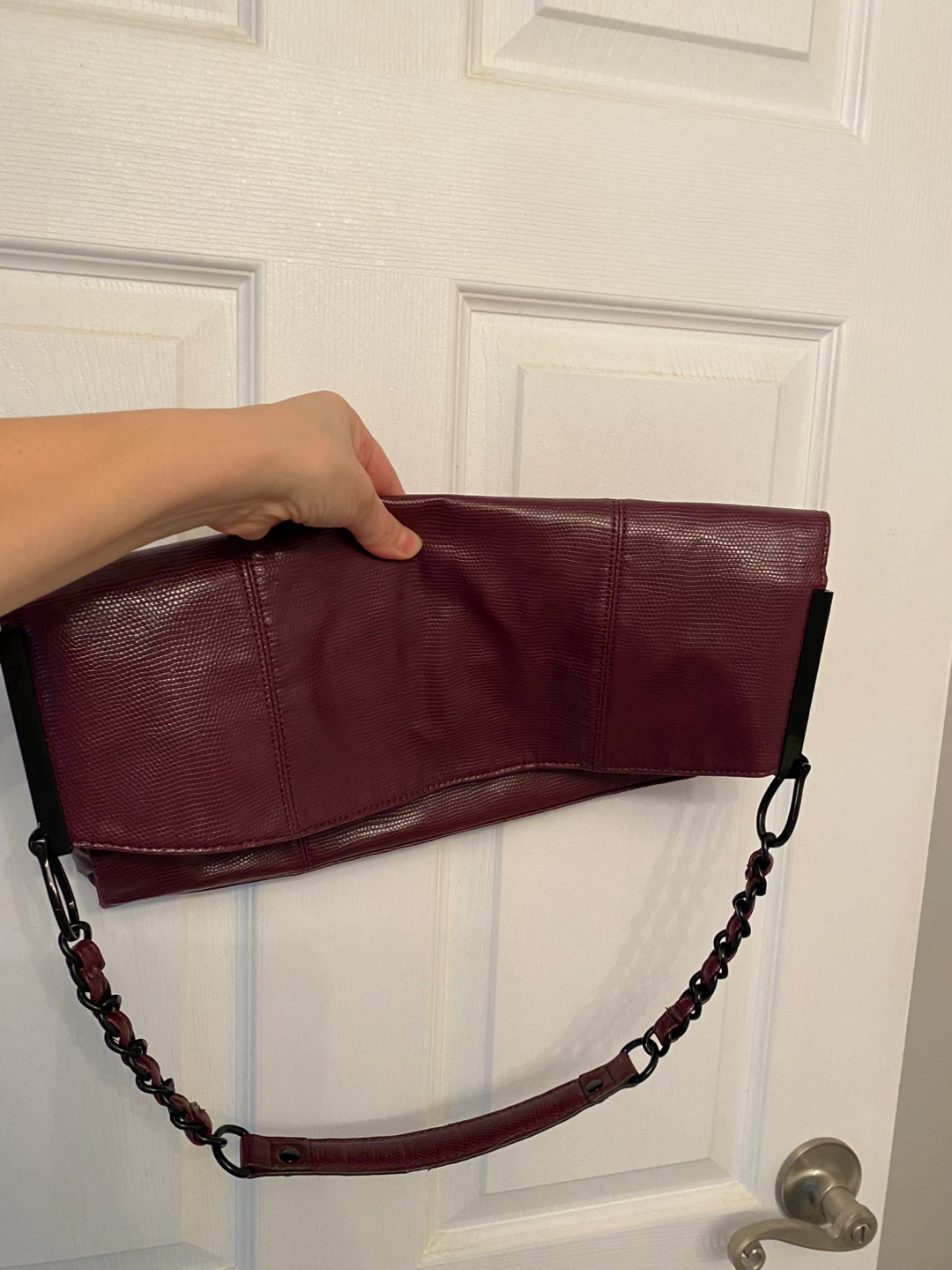 Ivanka Trump Burgundy Faux Lizard Embossed Shoulder Bag - photo 4