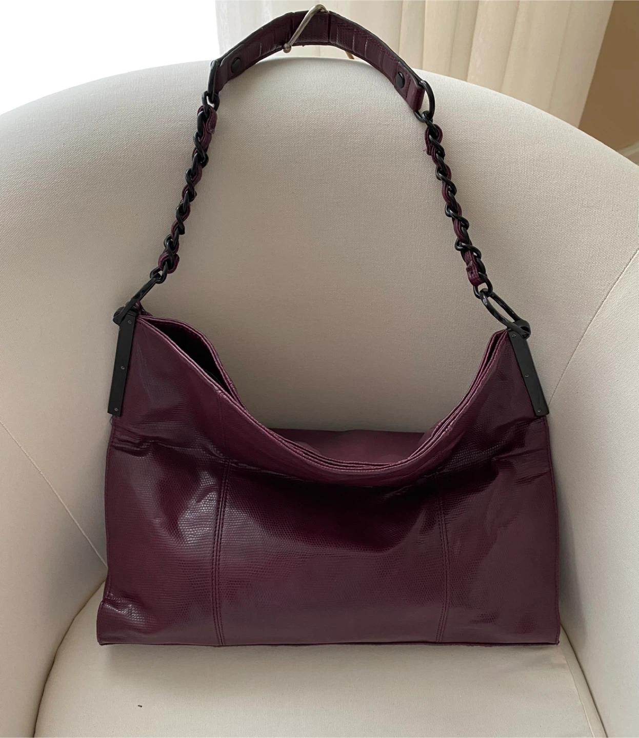 Ivanka Trump Burgundy Faux Lizard Embossed Shoulder Bag - photo 2
