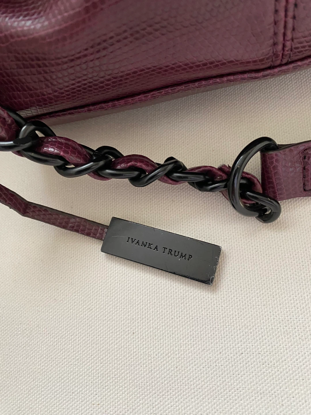 Ivanka Trump Burgundy Faux Lizard Embossed Shoulder Bag - photo 5