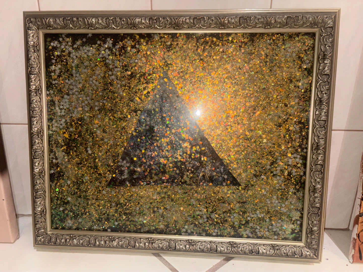 Framed Glitter Art Pyramid