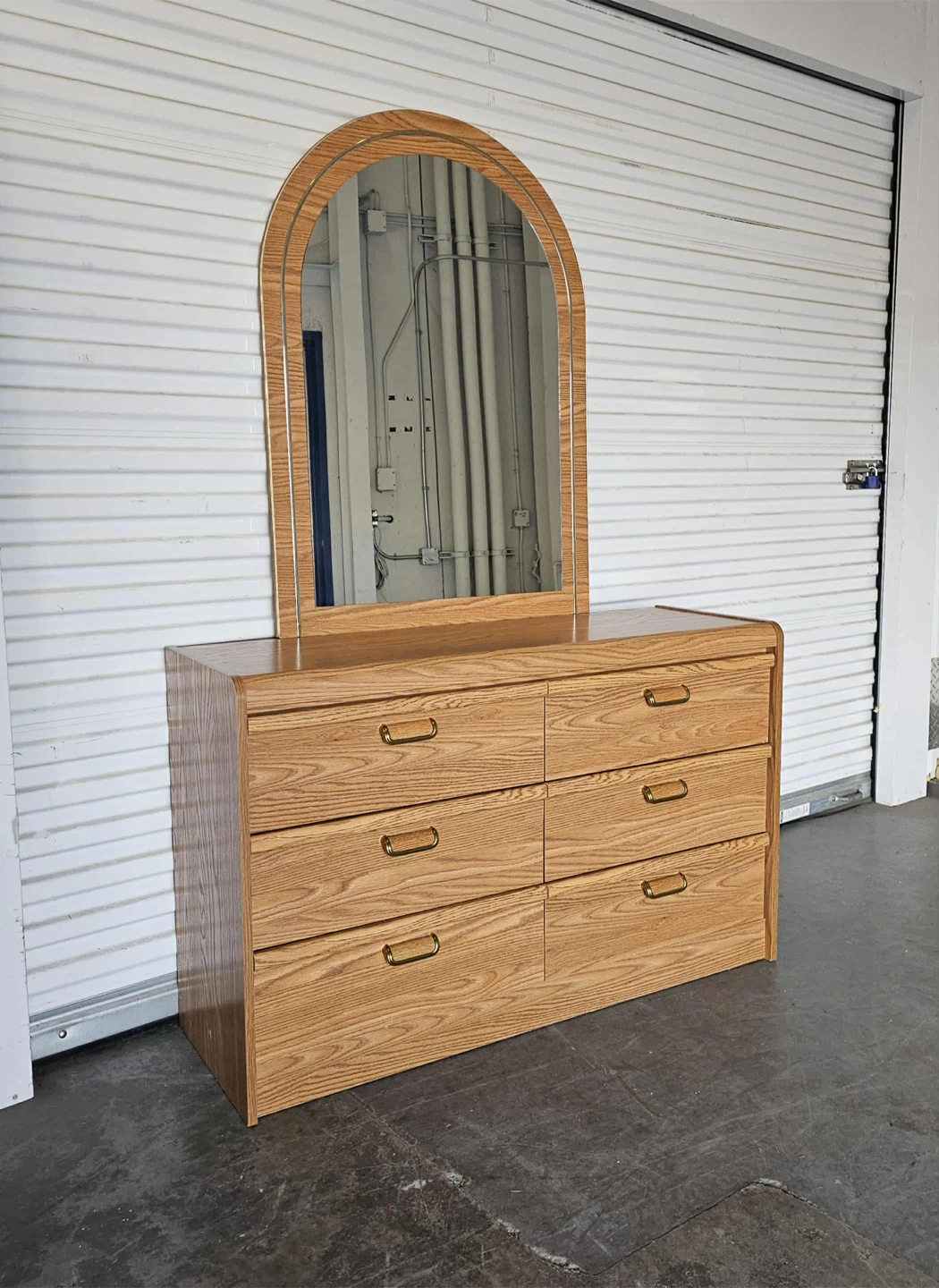 Vintage 6 drawer mdf dresser with mirror