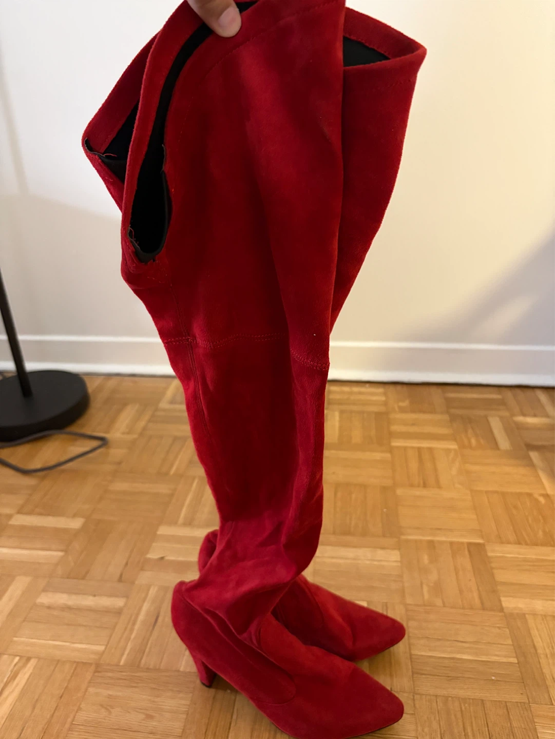 Red Suede Over-the-Knee Boots