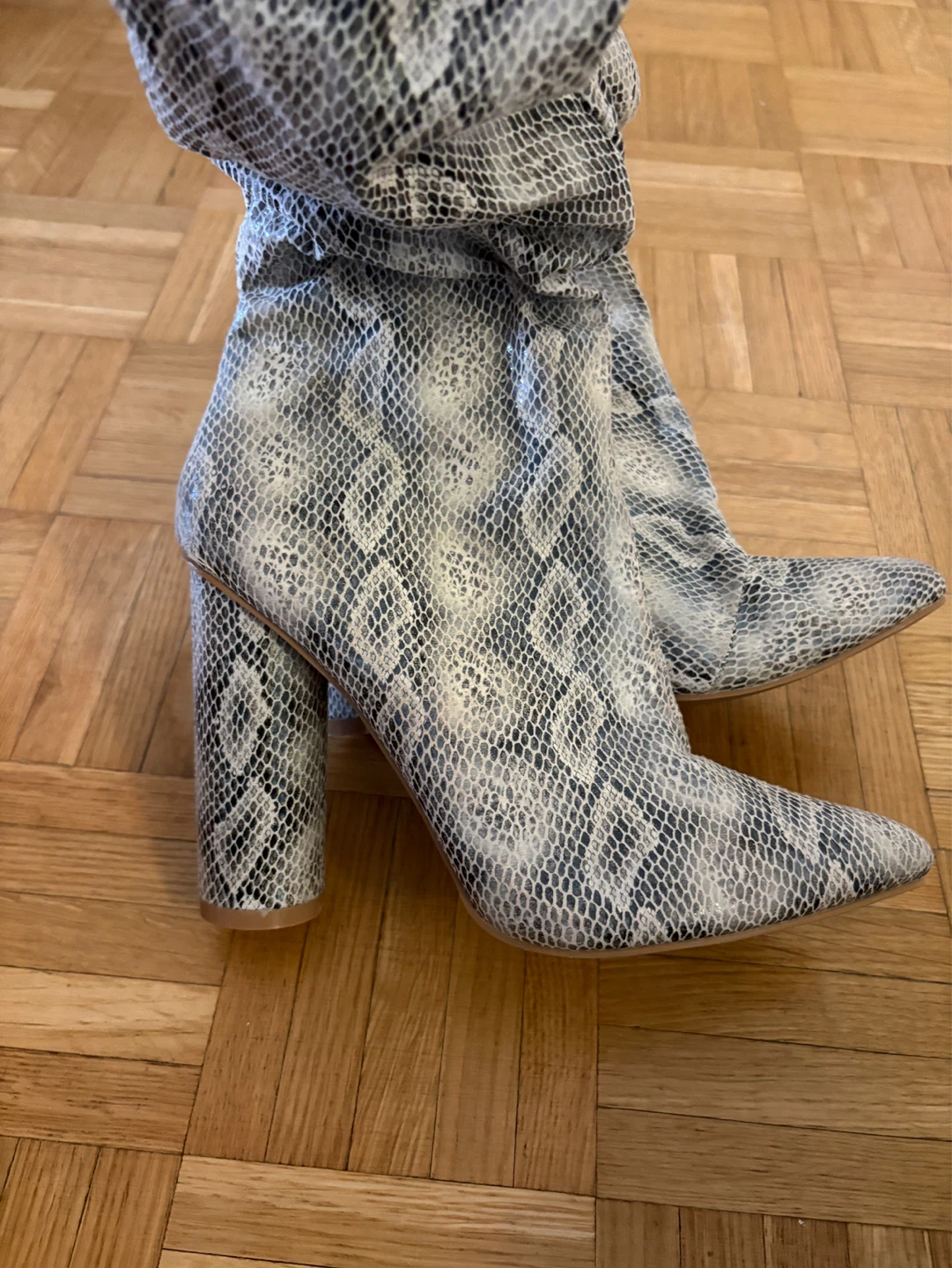 Snakeskin Print Over-the-Knee Boots - photo 2