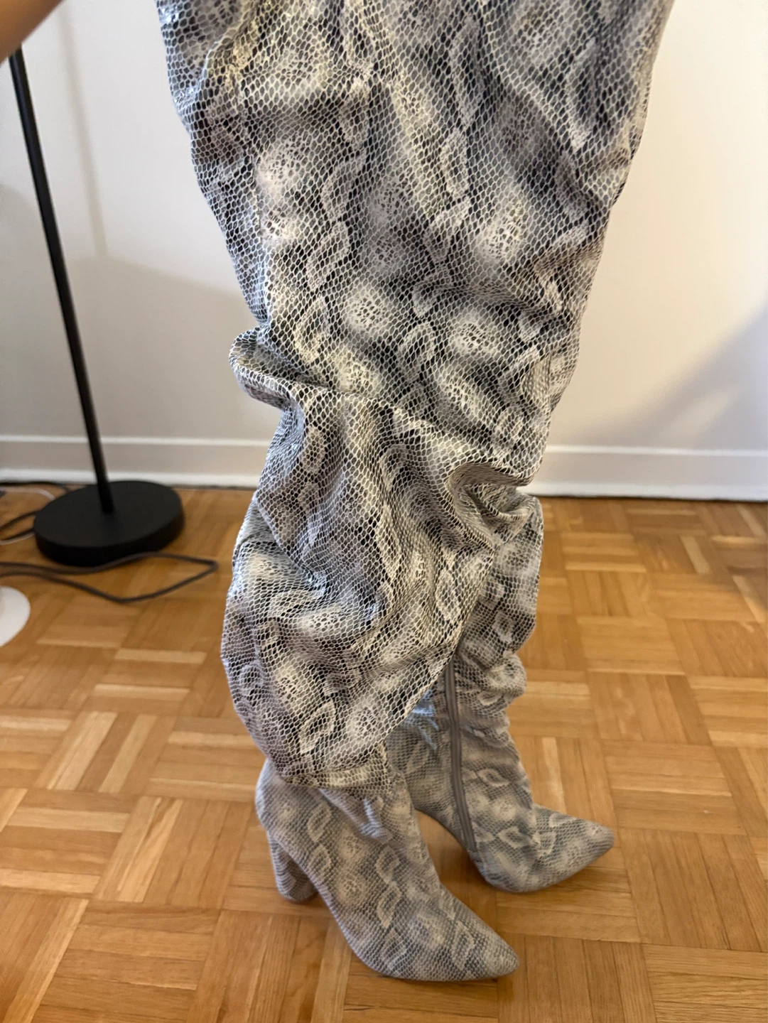 Snakeskin Print Over-the-Knee Boots
