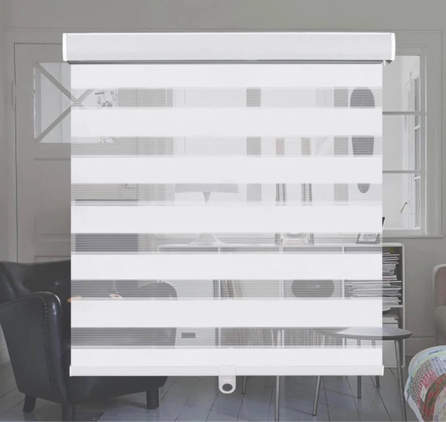 NEW 2X White Cordless Zebra Blinds, 72”W x 72”H